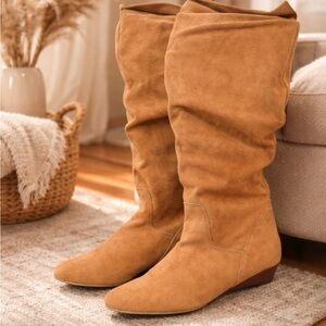 Classic Nine West Tan Slouch Knee-High Boots - Women's